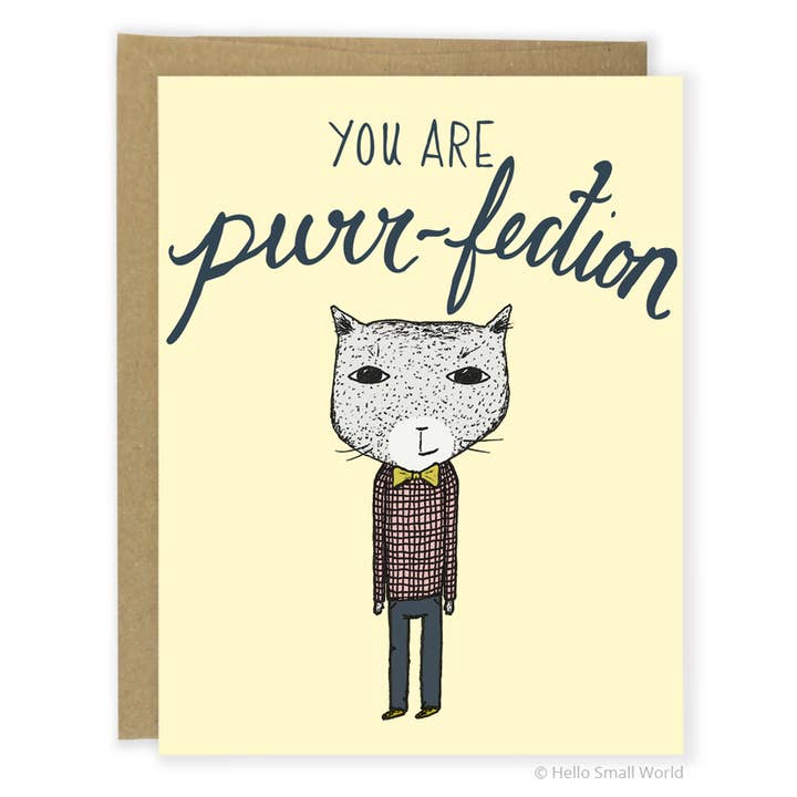 Purr-fection Cat Card for wholesale by Hello Small World