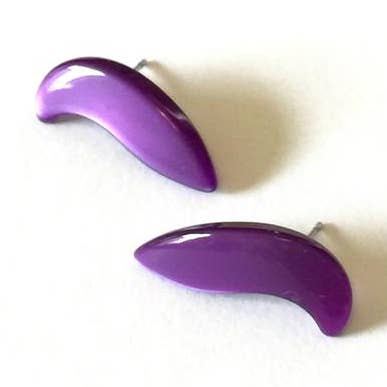 Deep Purple Moonglow Paisley Swish Stud Earrings for wholesale by Leetie Lovendale