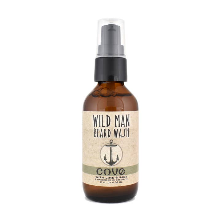 2oz Cove Wild Man Beard Wash for wholesale by Wild Rose Herbs