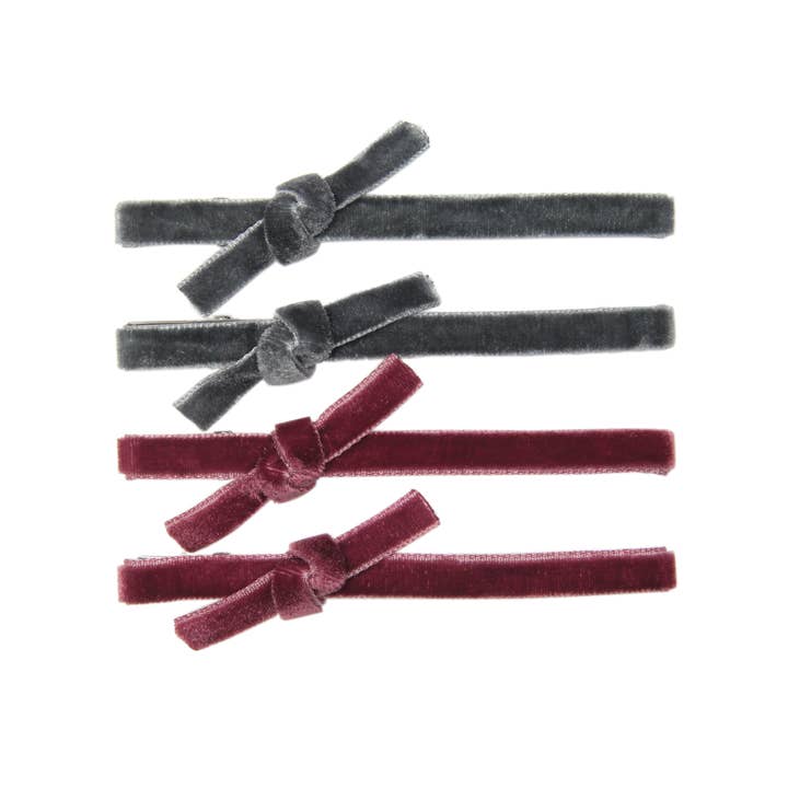 BANDED – Clips para cabelo - Mulher por atacado – Clipes de jacaré cobertos de veludo de sombra rosa escura1