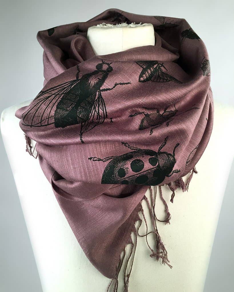 Cyberoptix Tie Lab - Wholesale Scarf - Women's - Insect Scarf. Bug Print Linen Weave Pashmina1