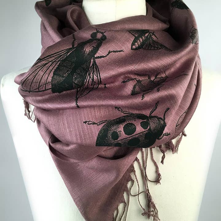 Cyberoptix Tie Lab - Wholesale Scarf - Women's - Insect Scarf. Bug Print Linen Weave Pashmina1