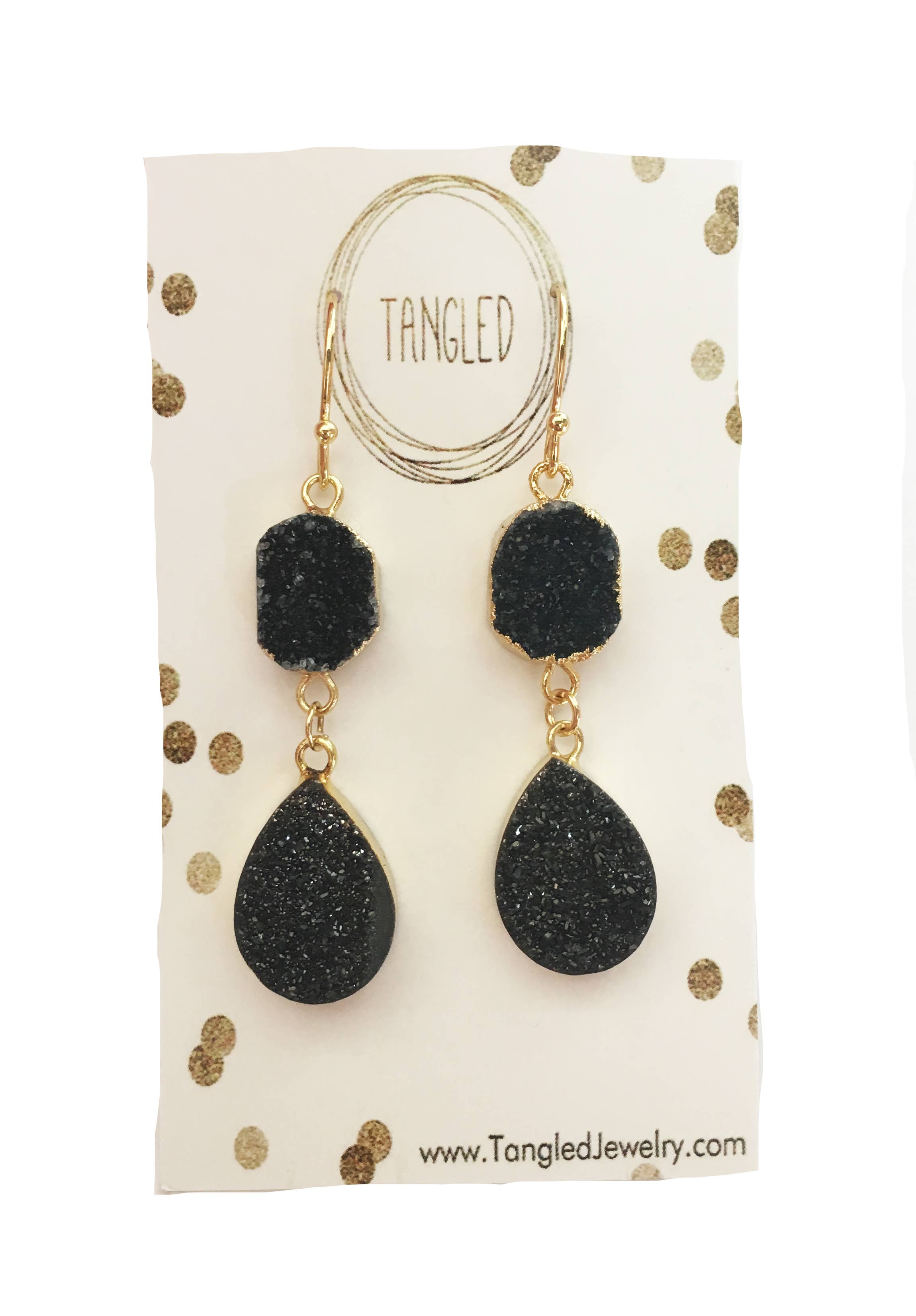 Tangled Jewelry - Wholesale Dangle Earrings - Double Black Drop Earrings0