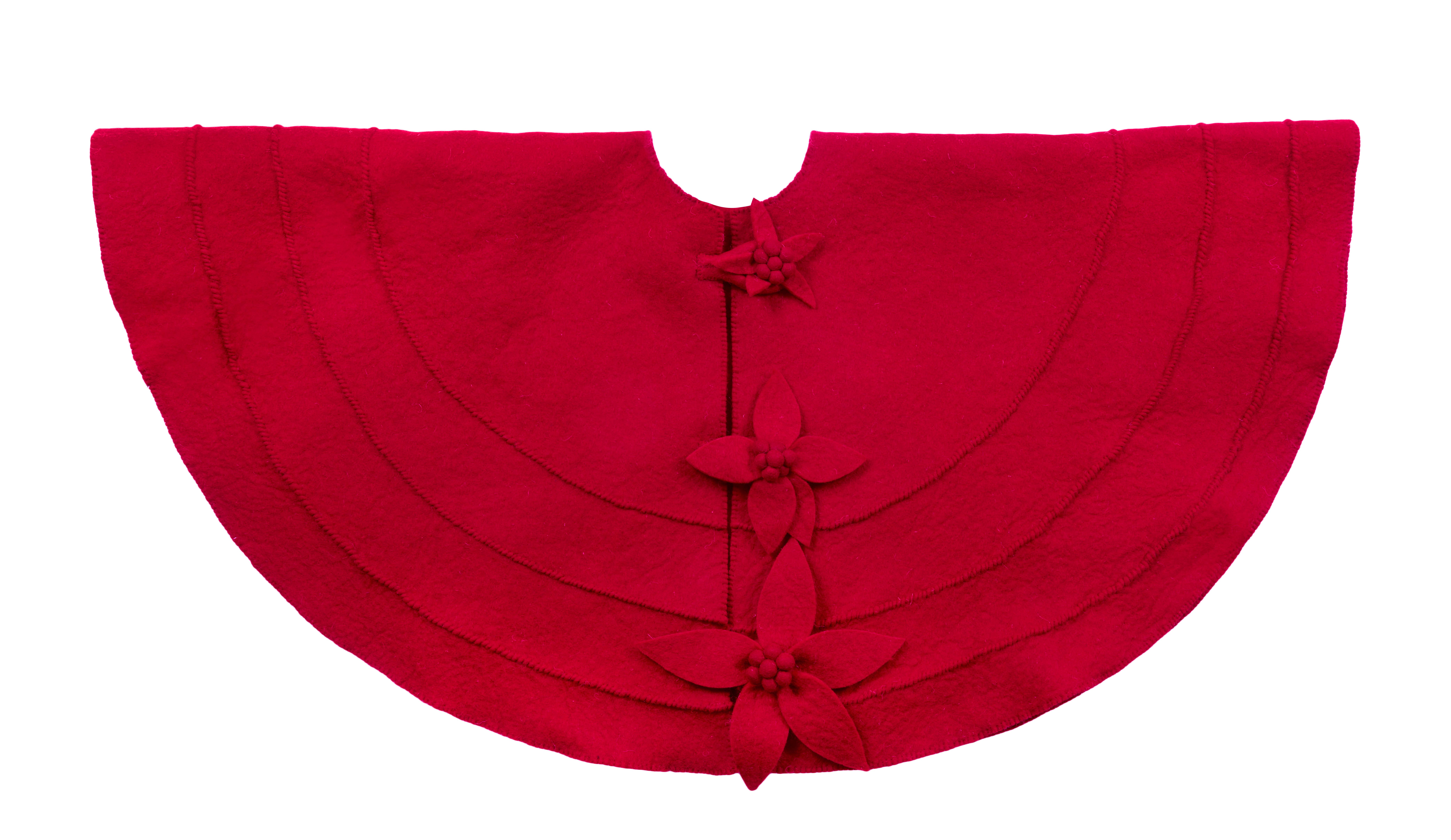 Arcadia Home - Wholesale Tree Skirt - Poinsettia Closure Tree Skirt - Red0