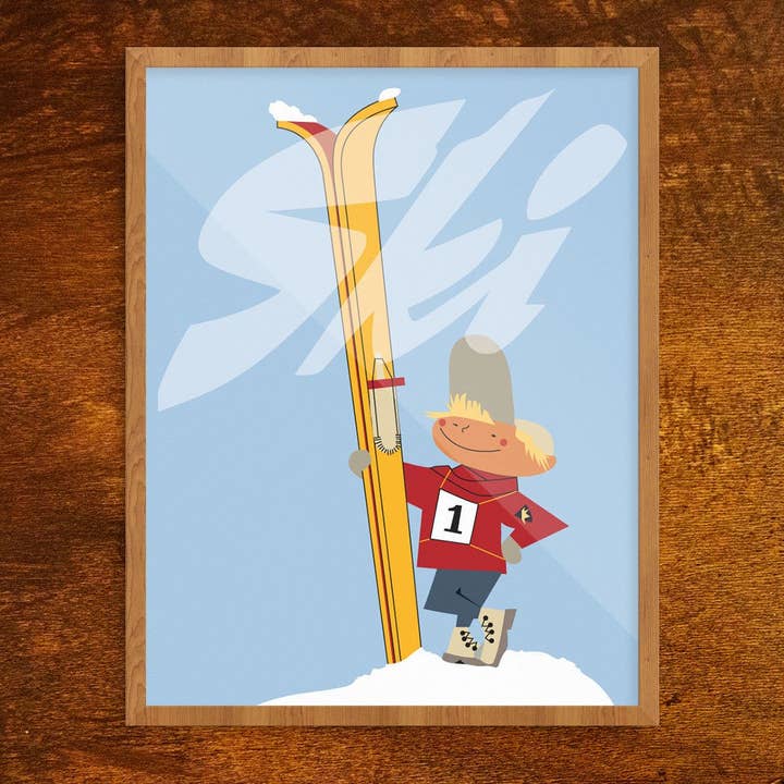 11'' x 14'' Happy Boy and Ski's Print for wholesale by Fridgedoor