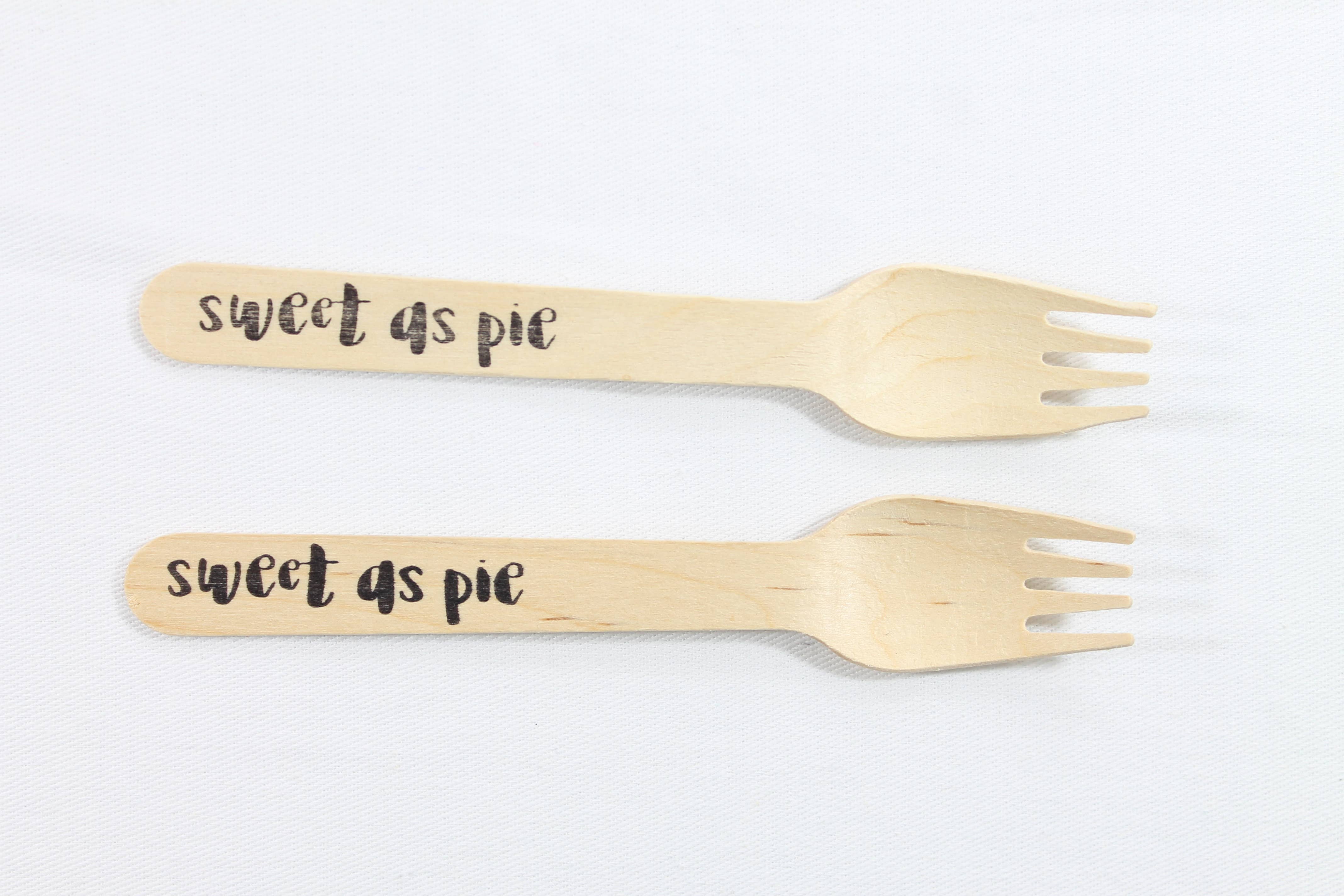 Tulle and Twig - Wholesale Disposable Tableware Pack - Sweet as Pie - Thanksgiving wooden forks for Pie6