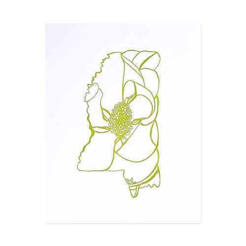 Thimblepress - Wholesale Art Print - Mississippi Magnolia Letterpress Print