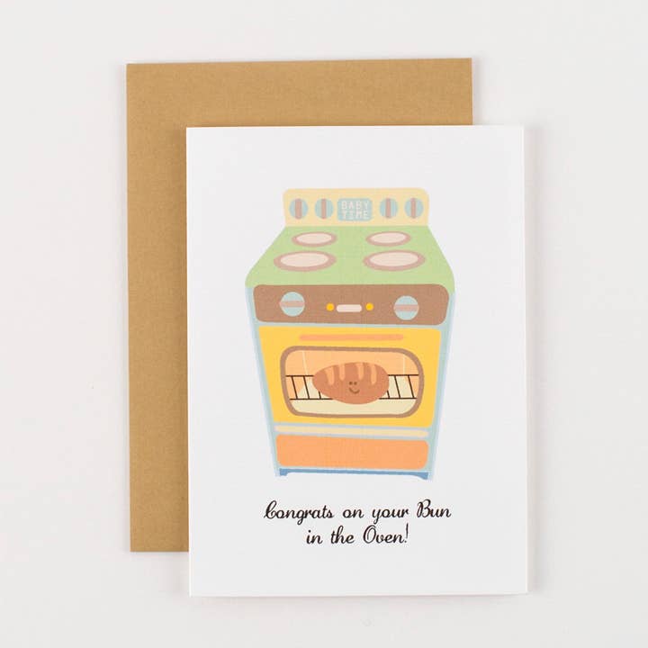Bun in the Oven Baby Congratulations Greeting Card for wholesale by ILOOTPAPERIE