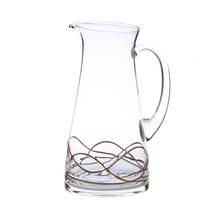 Swan Shaped Pitcher With Gold Swirl Design for wholesale by CLASSIC TOUCH DECOR INC.