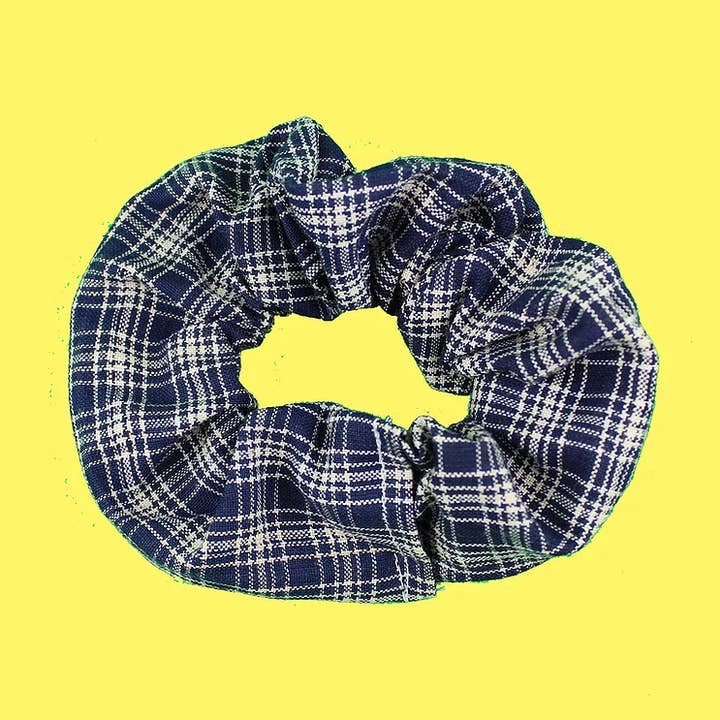 Chouchou à carreaux bleu marine pour la vente par Finki