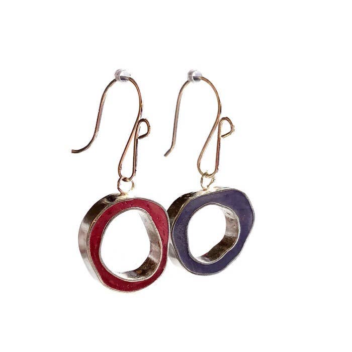 Baubbly - Wholesale Dangle Earrings - Berry and Purple Front-Facing Hoops - Reversible Handmade0