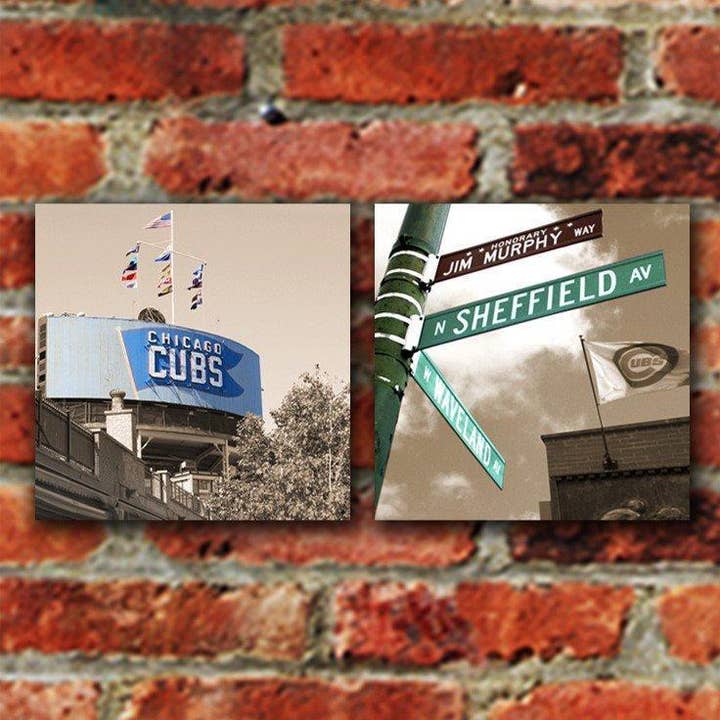 Chicago Cubs Wrigley Field Leinwand-Set, 61 x 61 cm für den Großhandel von HolyCowCanvas