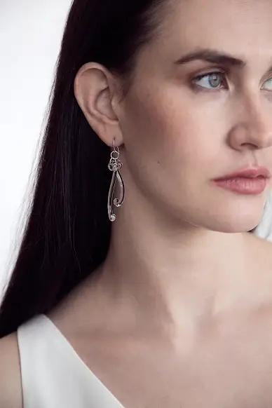 Roxann Astra Slate - Wholesale Dangle Earrings - Glass Paisley Curve Earrings1