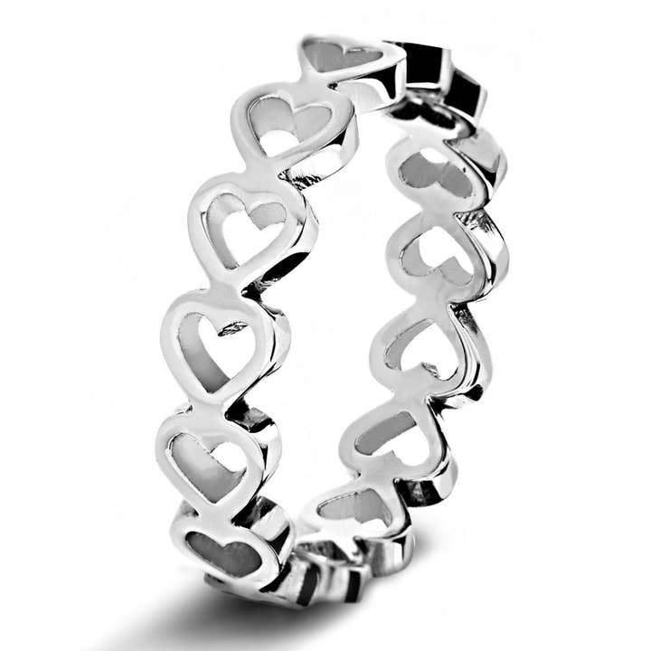 White Elya Open Heart Eternity Ring for wholesale by West Coast Jewelry