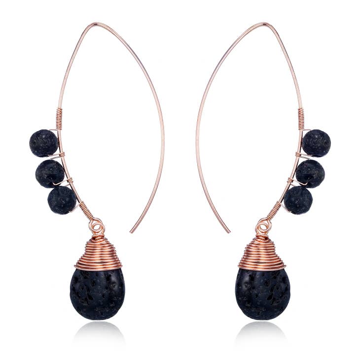 Boucles d'oreilles Perles de Lave Phoenix Or pour la vente par Oriwest