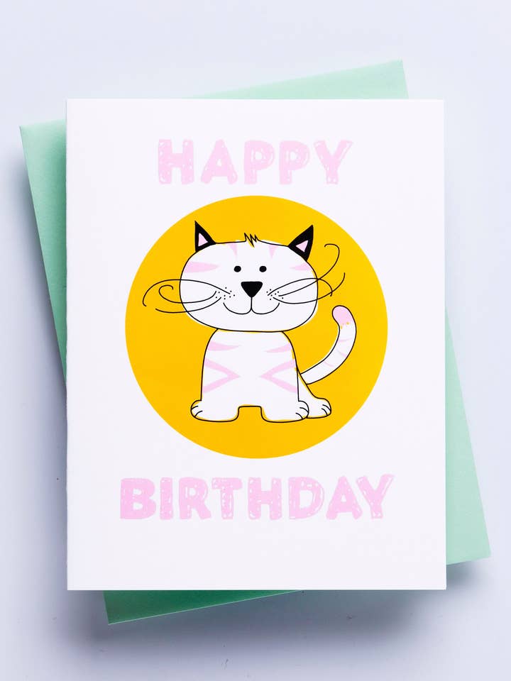 Kitty Birthday Card - child birthday card, greeting card for wholesale by Richie Designs