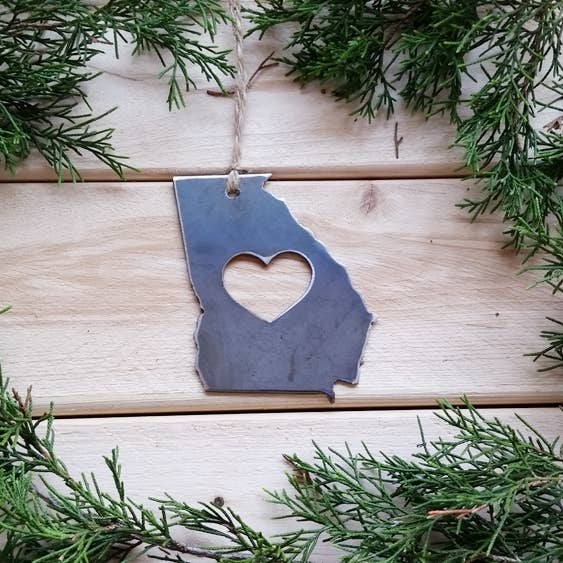 BE Creations & Designs, Inc. - Wholesale Ornament - Georgia State Raw Steel Metal Ornament Eco Friendly