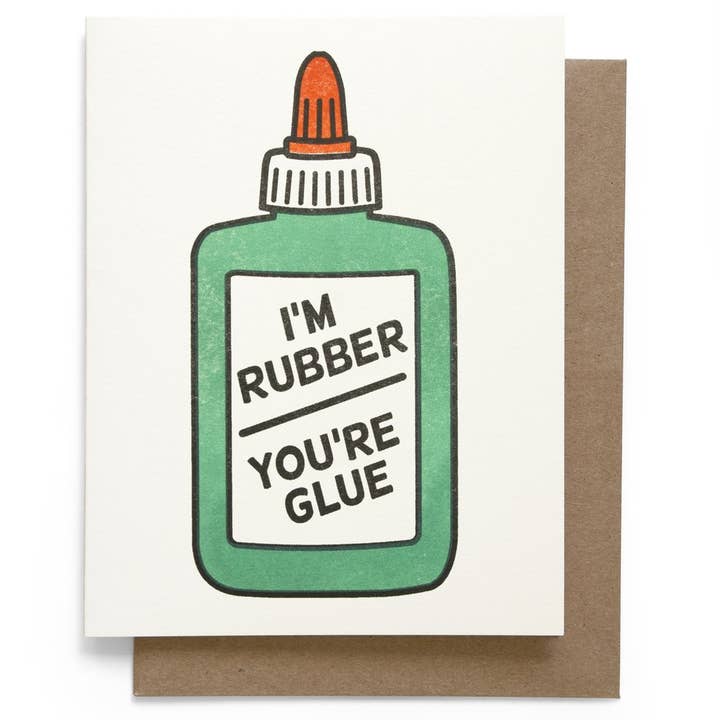 I`m Rubber You`re Glue Biglietto d'auguri per la vendita all'ingrosso da parte di Smarty Pants Paper