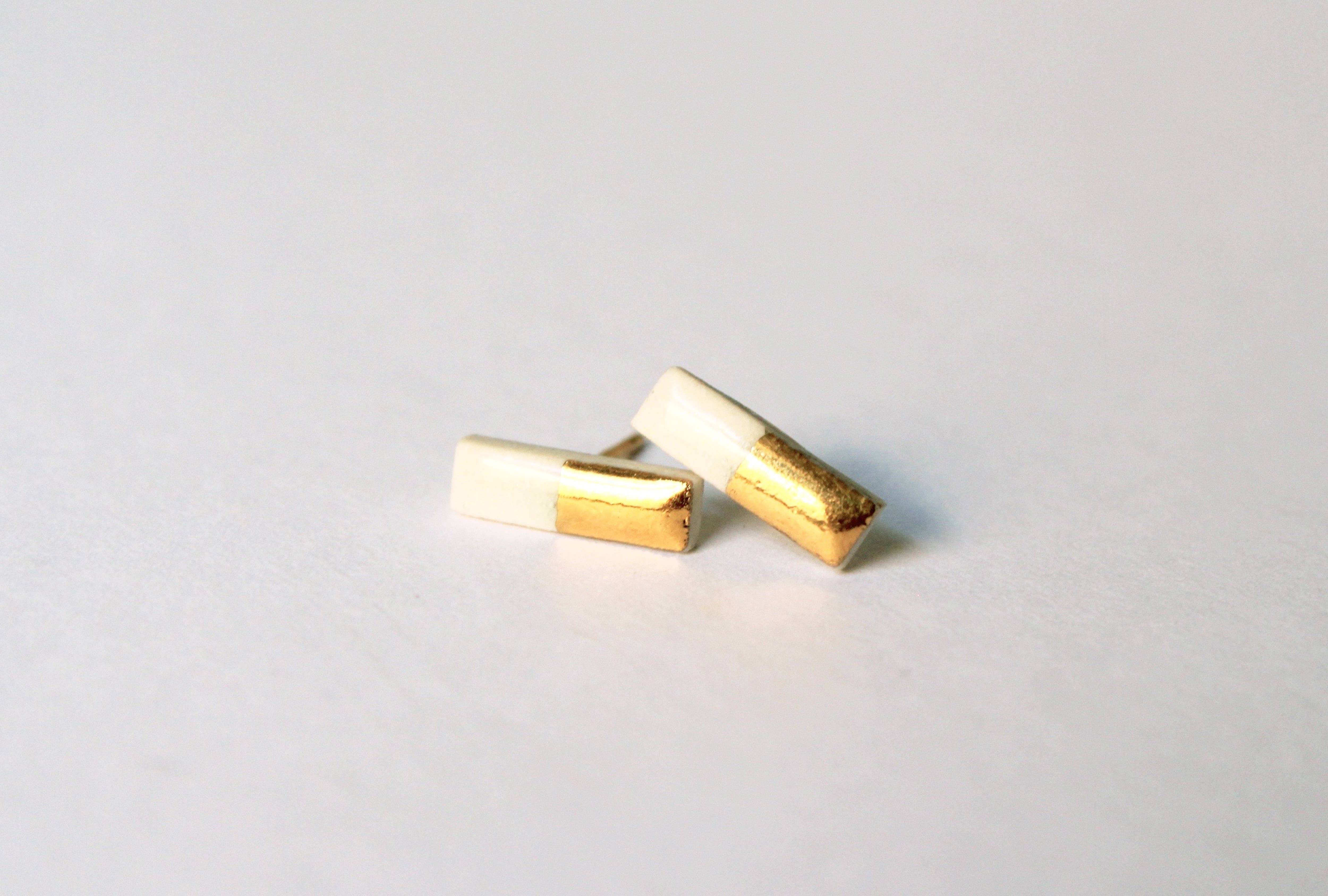 Mier Luo - Wholesale Stud/Post Earrings - Gold Dipped Bar Studs1
