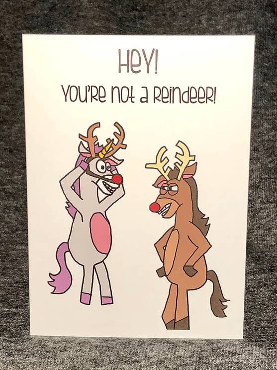 Una tarjeta de vacaciones de unicornio de nariz roja para venta al por mayor de My Poet Is A Pervert