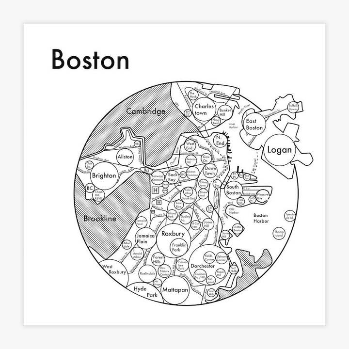 Boston Map Print for wholesale by Archie's Press