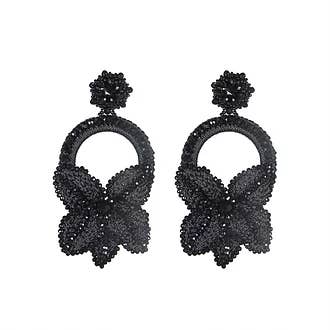 Black Flower Ruby Earrings for wholesale by NARA HANDMADE JEWELRY