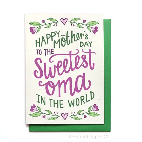 Carte Fête des Mères - Sweetest Oma pour la vente par Hennel Paper Co.