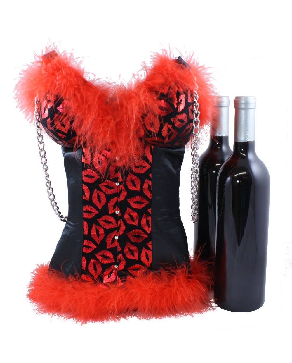 Tipsy Totes – wholesale Wine tote – Red Bustier Double Tote Bag