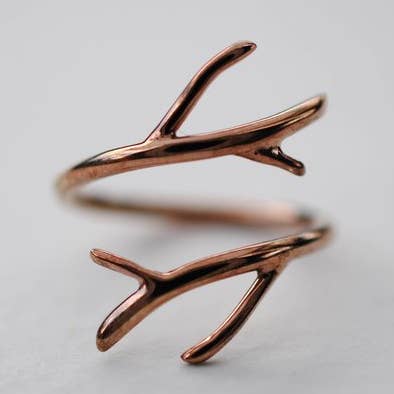 Bague Roots en or rose double branche extérieure pour la vente par LettersToSarah Metalsmithing