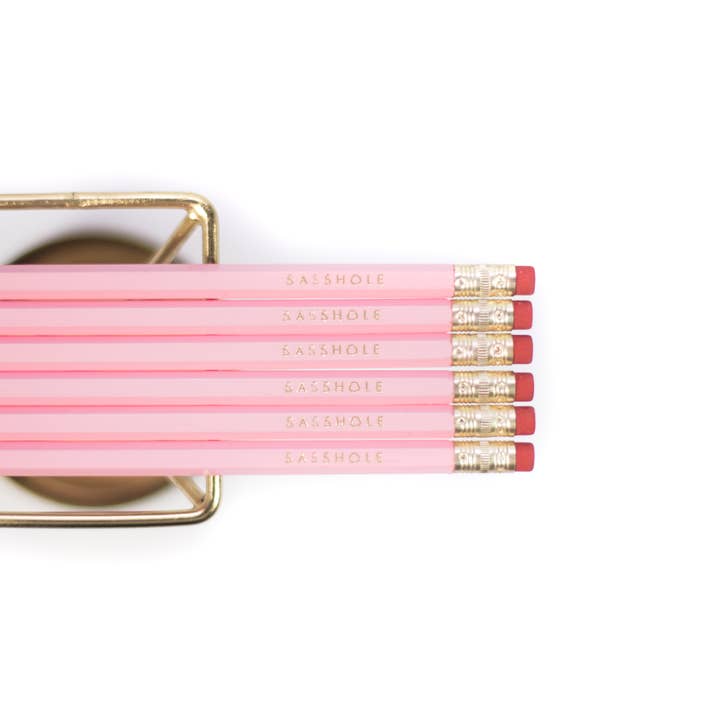 Tiramisu Paperie - Wholesale Pencil - Sasshole Gold Foil Pencils, Office Supplies, set of 6