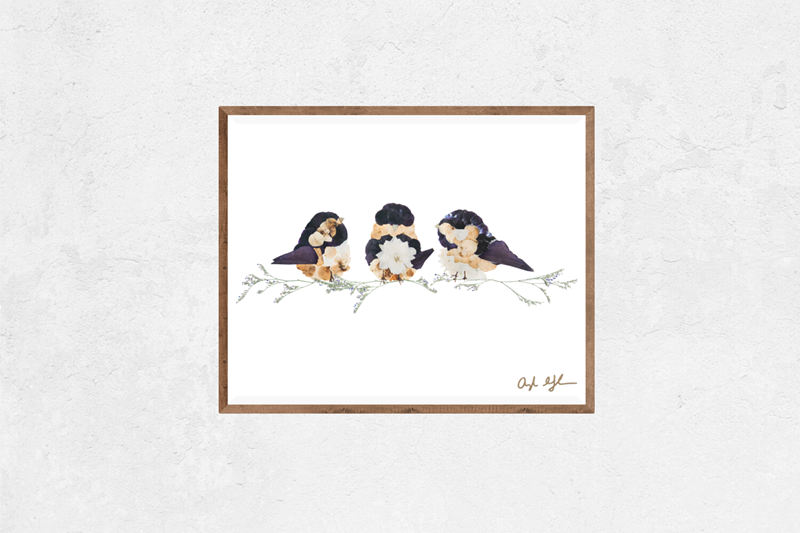Oxeye Floral Co. - Wholesale Art Print - Chickadees Print | Pressed Floral Art1