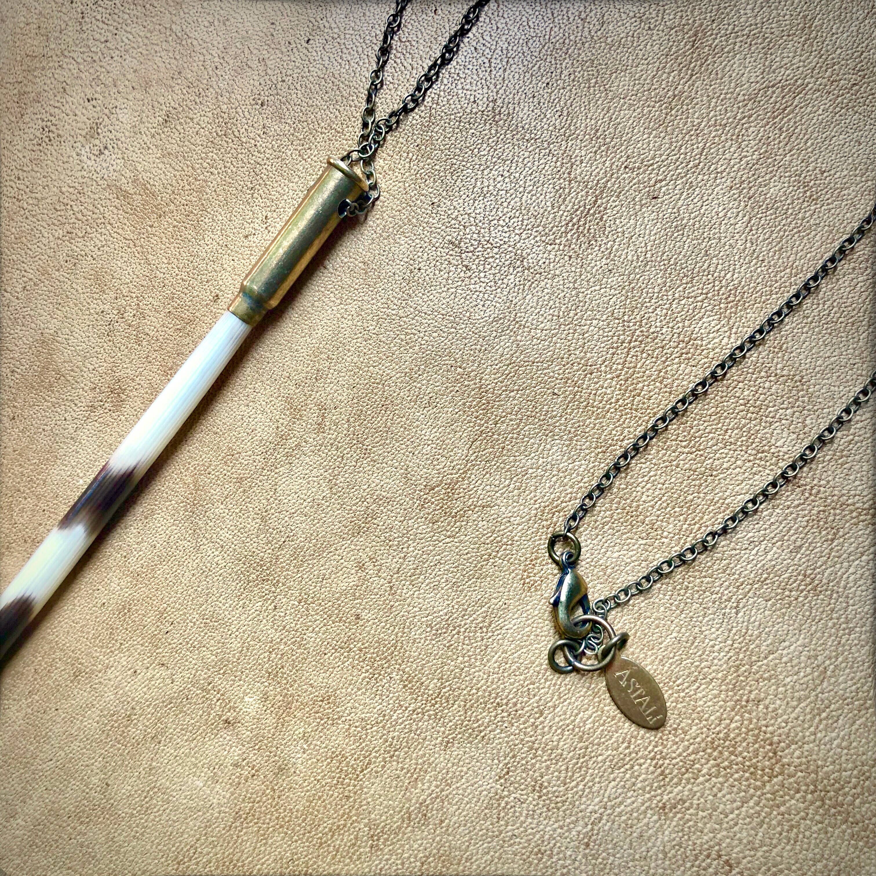 ASTALI - Wholesale Pendant/Charm Necklace - Porcupine Quill In Bullet Necklace, Black/Brown & Ivory15