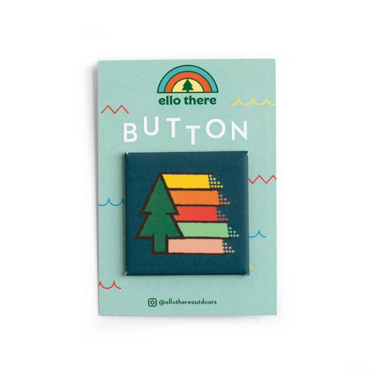 Ello There Outdoors - Wholesale Lapel Pin/Button - Button - Retro Tree Rainbow2