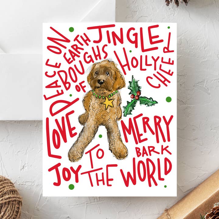 Dog Christmas Card | Doodle II Holiday Card for wholesale by Fable & Sage