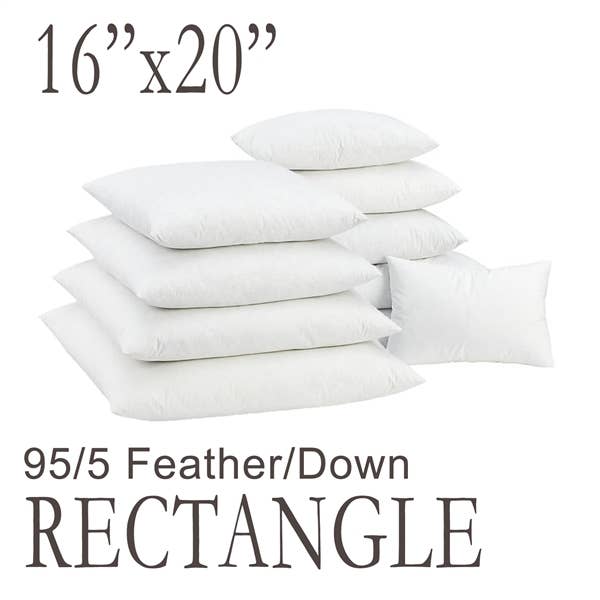 16" x 20" Square Feather Down Pillow Form for wholesale by Pillow Decor
