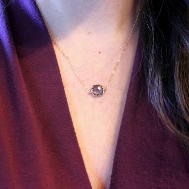 Laalee Jewelry - Wholesale Pendant/Charm Necklace - Dainty Charcoal Gray Necklace1