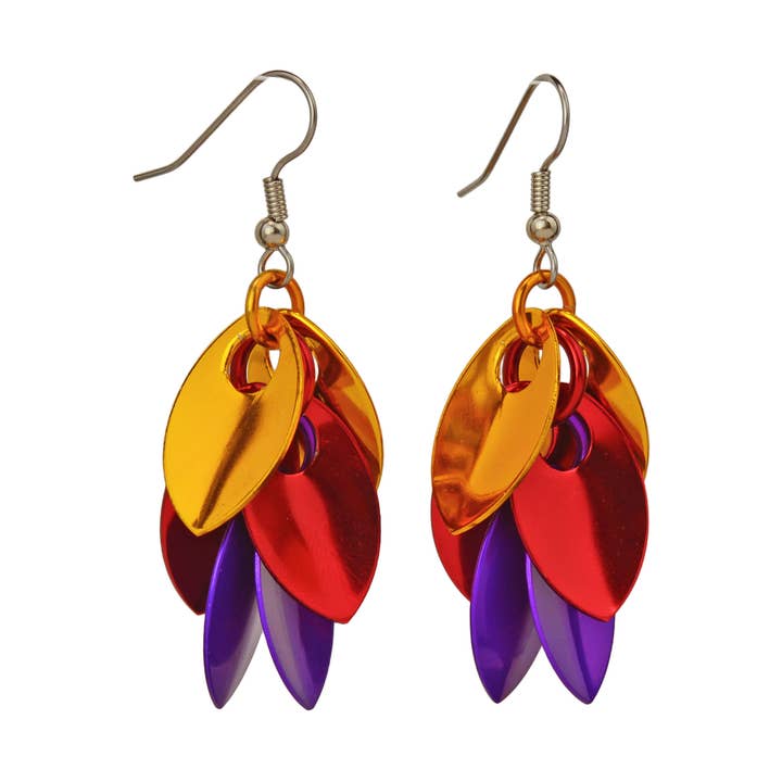 Cascading Leaves Short Earrings - Sunset for wholesale by Rebeca Mojica Jewelry