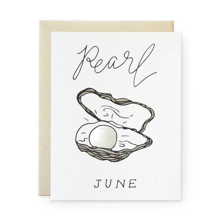 Pearl - June Gemstone Birthday Card for wholesale by Wild Ink Press