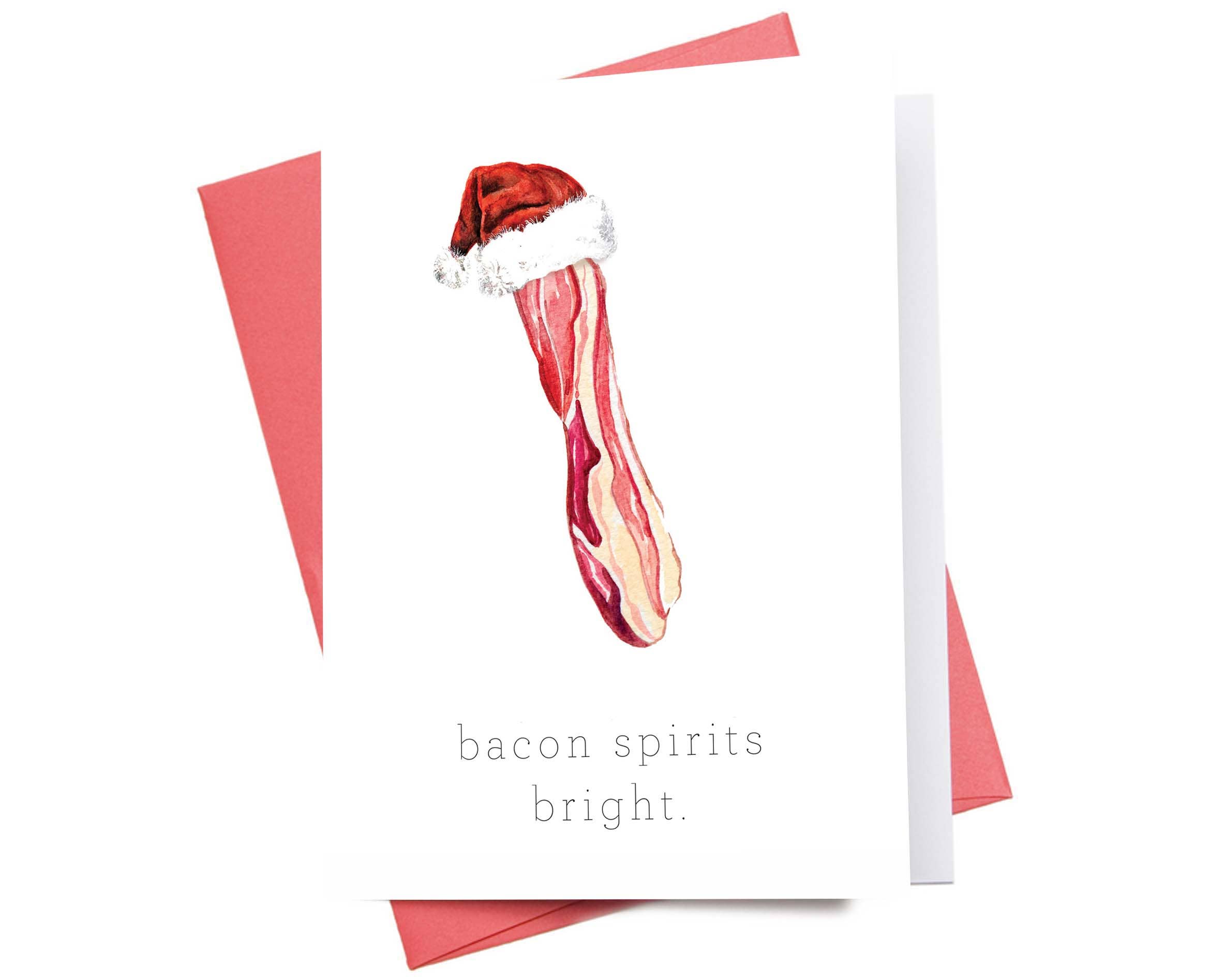 Inkwell Cards - Wholesale Christmas Card - Bacon Spirits Bright | Christmas Greeting Card0