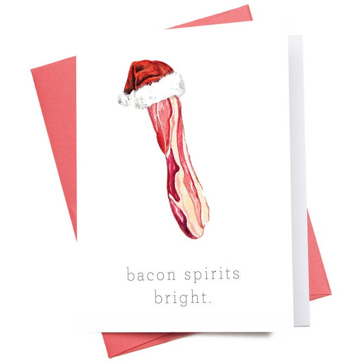 Bacon Spirits Bright | Christmas Greeting Card for wholesale by Inkwell Cards