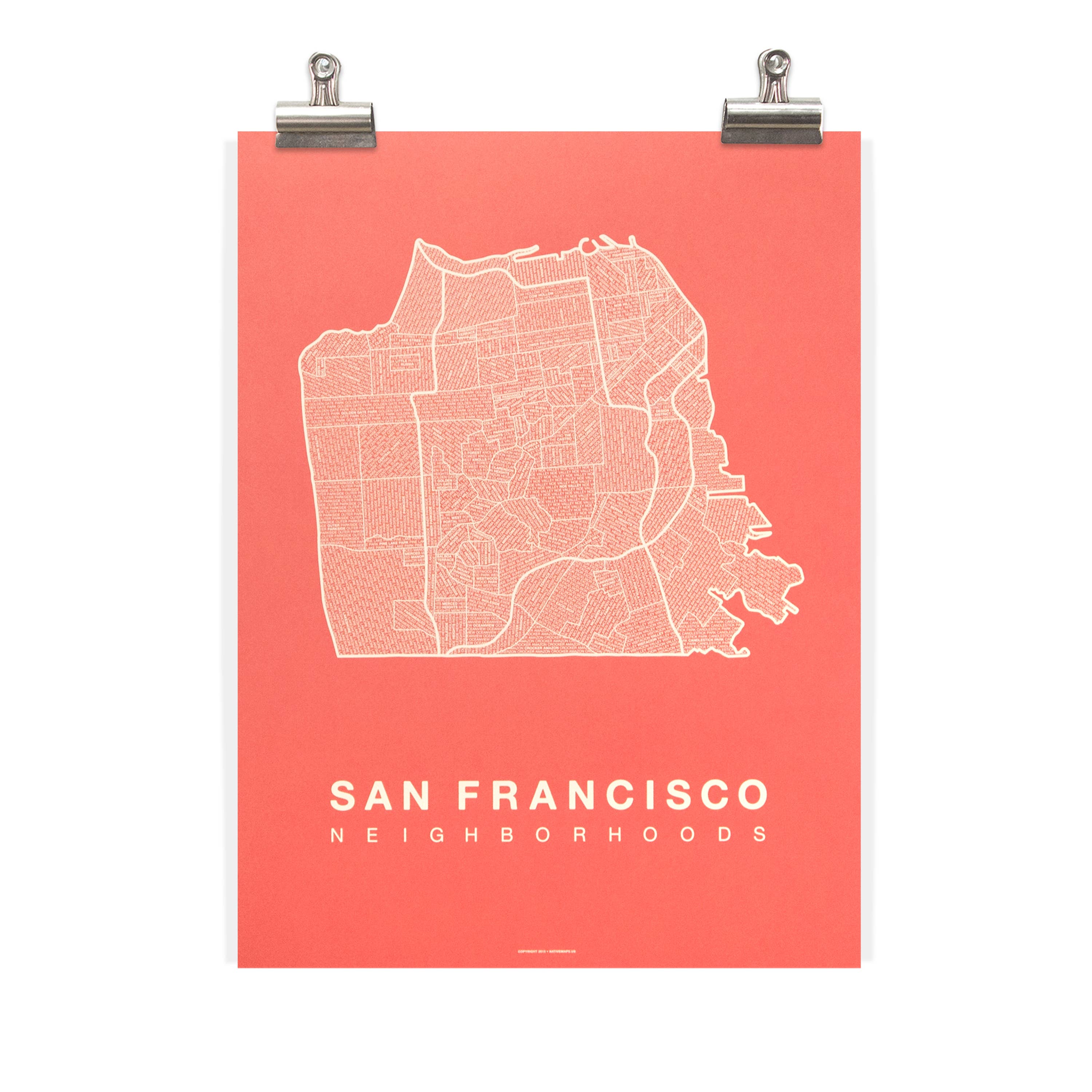Native Maps - Wholesale Poster - San Francisco, CA Neighborhood City Map Poster4