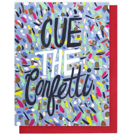 Thimblepress - Wholesale Congratulations Card - Cue The Confetti 4-Color + Letterpress Greeting Card