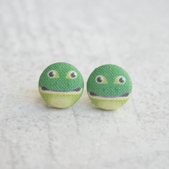 Rachel O's - Wholesale Stud/Post Earrings - Frog Fabric Button Earrings
