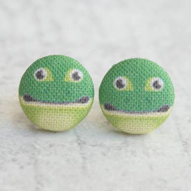 Rachel O's - Wholesale Stud/Post Earrings - Frog Fabric Button Earrings0