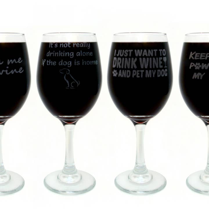 Laser Engraved Wine Glass for wholesale by Delightfully Delicious Dog Treats