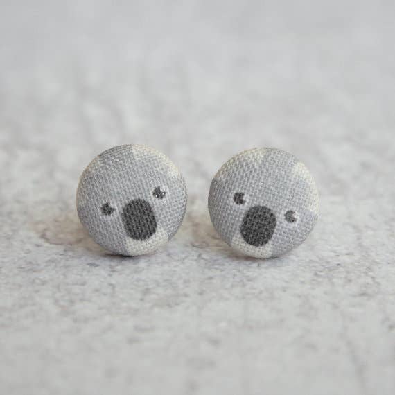 Rachel O's - Wholesale Stud/Post Earrings - Koala Fabric Button Earrings