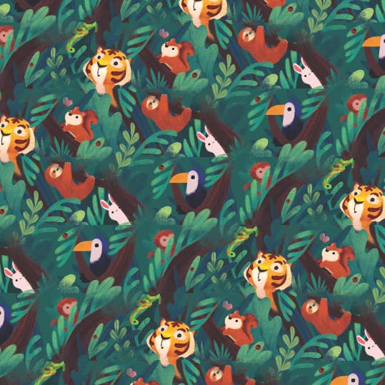 Papier d'emballage pour animaux de la jungle pour la vente par The Little Red House