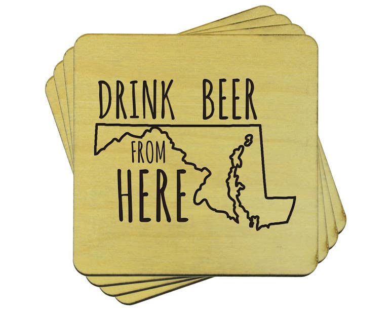 Torched Products - Wholesale Coasters - Drink Beer From Here Coasters | Set of 4 Beer Coasters24