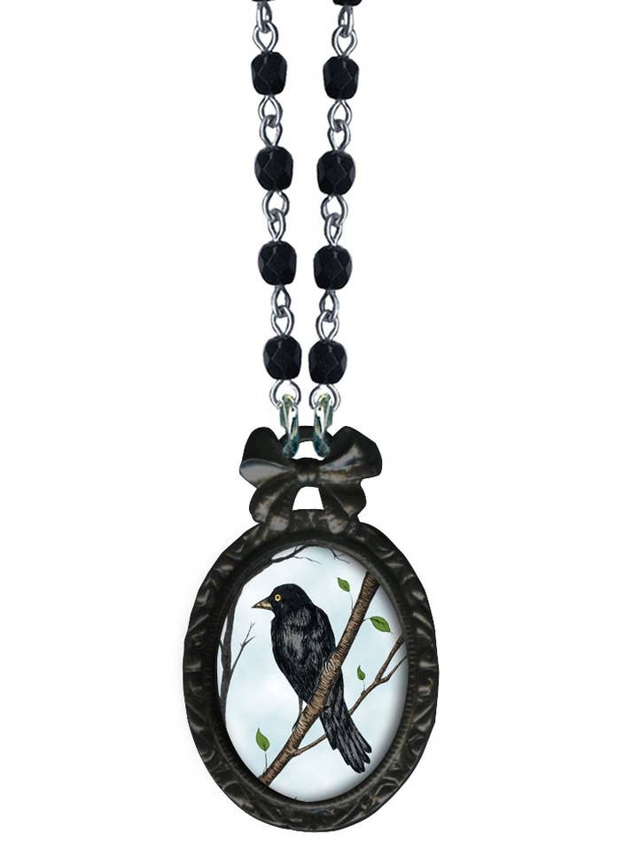 Crow Victorian Oval Bow Frame Necklace - BE for wholesale by Classic Hardware