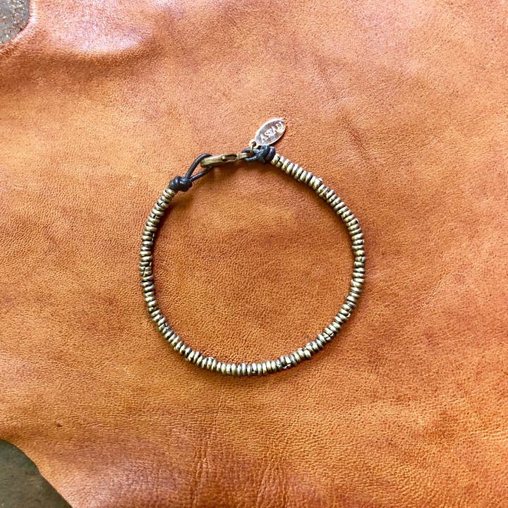 ASTALI - Wholesale Beaded Bracelet - Heishi Bead Bracelet - Brass/Silver Metal Bead Bracelet